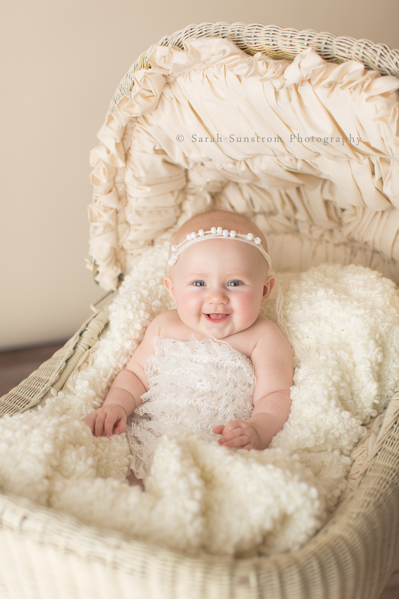 6 Month Baby Girl in Buggy - Quad Cities Baby Photographer